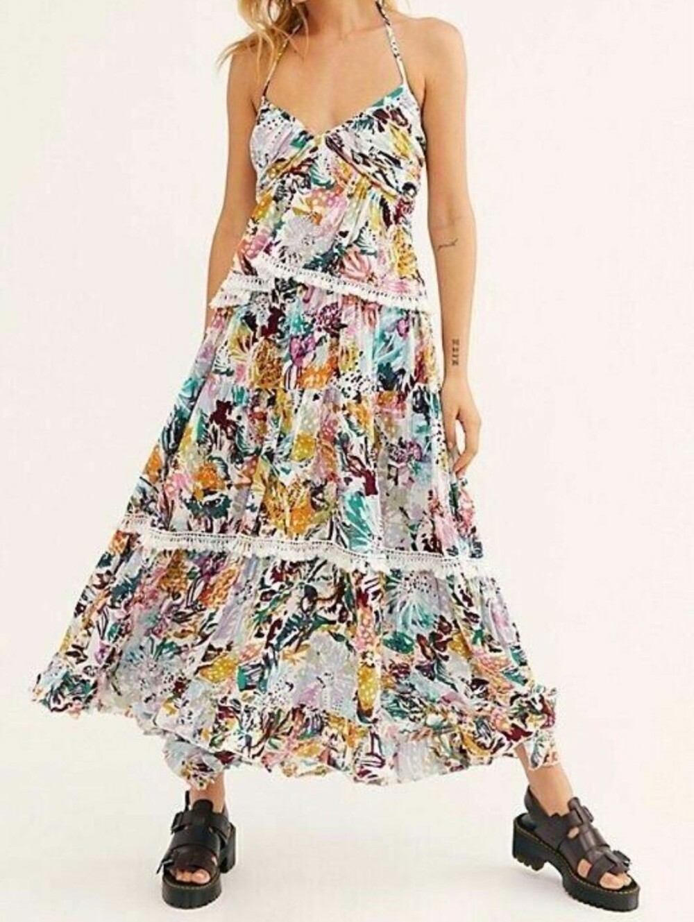 Free People Kahlo Floral 2 Piece Halter Set Size S Vacation Resort Boho